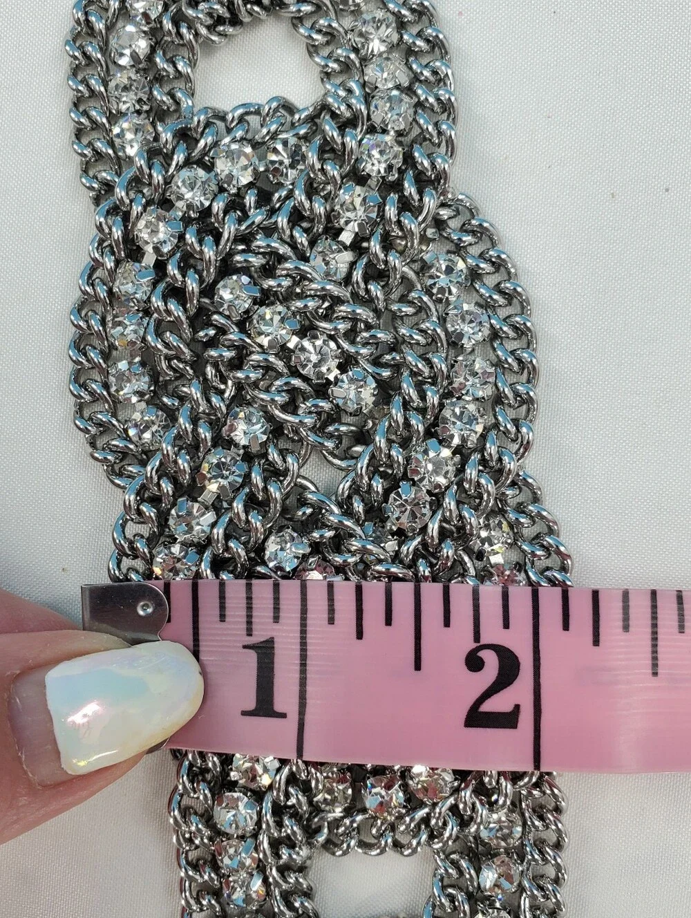 Vintage SPARKLY woven chain and rhinestone bracelet
